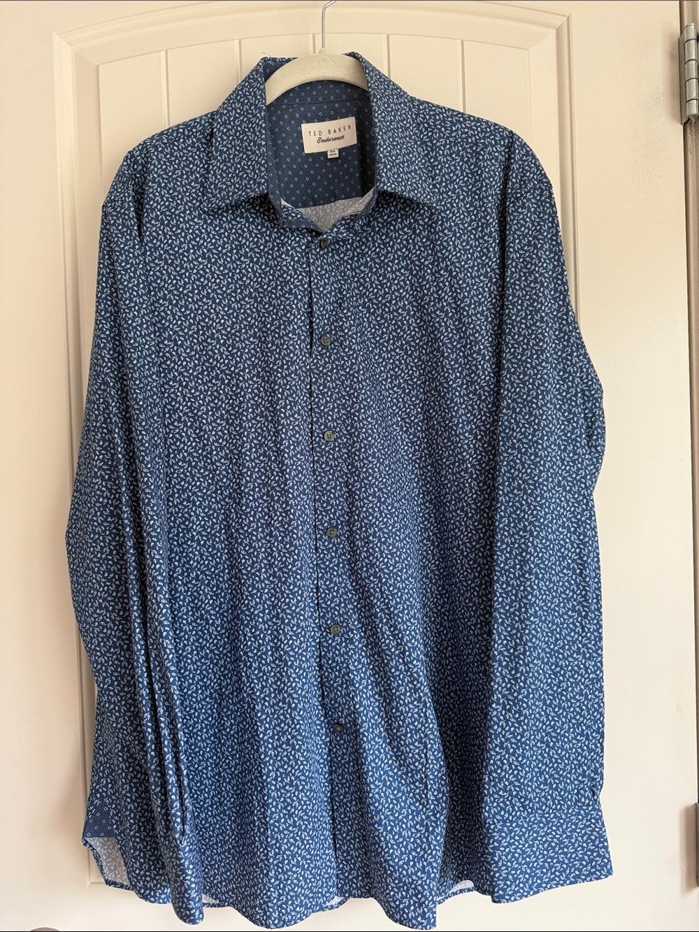 Ted Baker Navy Blue Micro-Print Long Sleeve Shirt